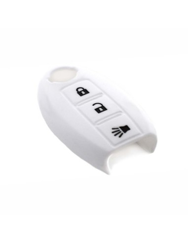 Guscio in Silicone Cover Chiave per Telecomando Nissan Qashqai Micra Juke Murano X-Trail Almera Vari Modelli Portachiave Bianco