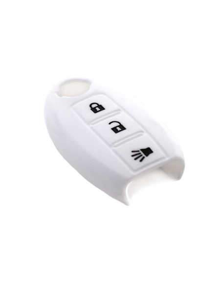 Guscio in Silicone Cover Chiave per Telecomando Nissan Qashqai Micra Juke Murano X-Trail Almera Vari Modelli Portachiave Bianco