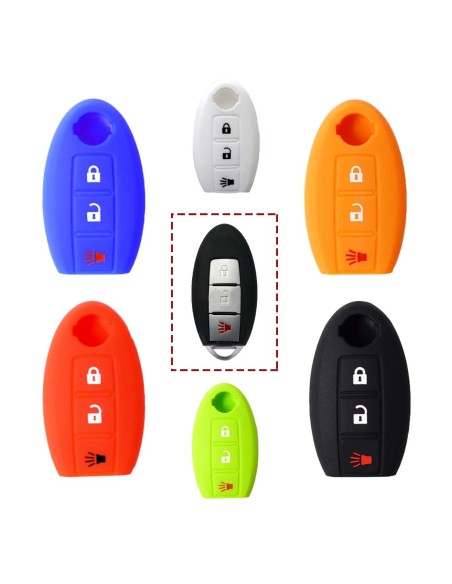 Guscio in Silicone Cover Chiave per Telecomando Nissan Qashqai Micra Juke Murano X-Trail Almera Vari Modelli Portachiave Bianco
