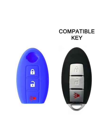 Guscio in Silicone Cover Chiave per Telecomando Nissan Qashqai Micra Juke Murano X-Trail Almera Vari Modelli Portachiave Blu