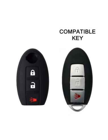 Guscio in Silicone Cover Chiave per Telecomando Nissan Qashqai Micra Juke Murano X-Trail Almera Vari Modelli Portachiave Nero