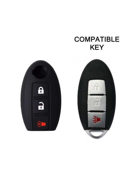 Guscio in Silicone Cover Chiave per Telecomando Nissan Qashqai Micra Juke Murano X-Trail Almera Vari Modelli Portachiave Nero