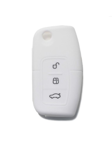 Guscio Silicone Cover Chiave per Telecomando Ford Portachiavi Bianco 3 Tasti Focus Mondeo Fusion Fiesta Ka Kuga S-Max C-Max Galaxy