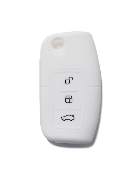 Guscio Silicone Cover Chiave per Telecomando Ford Portachiavi Bianco 3 Tasti Focus Mondeo Fusion Fiesta Ka Kuga S-Max C-Max Galaxy