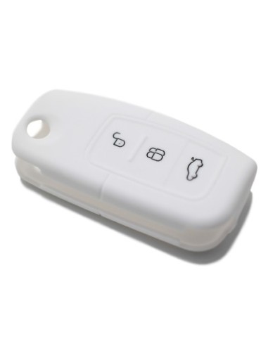 Guscio Silicone Cover Chiave per Telecomando Ford Portachiavi Bianco 3 Tasti Focus Mondeo Fusion Fiesta Ka Kuga S-Max C-Max Galaxy