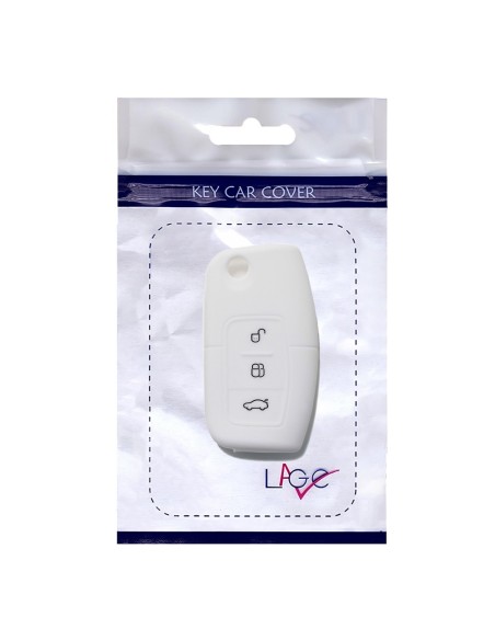 Guscio Silicone Cover Chiave per Telecomando Ford Portachiavi Bianco 3 Tasti Focus Mondeo Fusion Fiesta Ka Kuga S-Max C-Max Galaxy