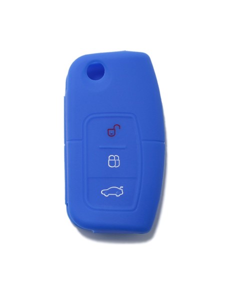 Guscio Silicone Cover Chiave per Telecomando Ford Portachiavi Blu 3 Tasti Focus Mondeo Fusion Fiesta Ka Kuga S-Max C-Max Galaxy