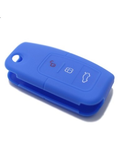 Guscio Silicone Cover Chiave per Telecomando Ford Portachiavi Blu 3 Tasti Focus Mondeo Fusion Fiesta Ka Kuga S-Max C-Max Galaxy