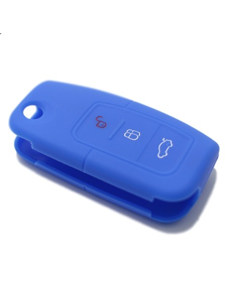 Guscio Silicone Cover Chiave per Telecomando Ford Portachiavi Blu 3 Tasti Focus Mondeo Fusion Fiesta Ka Kuga S-Max C-Max Galaxy