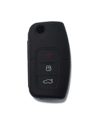 Guscio Silicone Cover Chiave per Telecomando Ford Portachiavi Nero 3 Tasti Focus Mondeo Fusion Fiesta Ka Kuga S-Max C-Max Galaxy