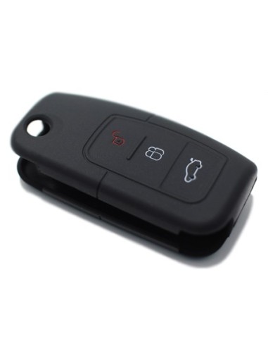 Guscio Silicone Cover Chiave per Telecomando Ford Portachiavi Nero 3 Tasti Focus Mondeo Fusion Fiesta Ka Kuga S-Max C-Max Galaxy