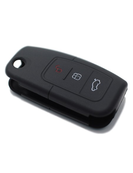 Guscio Silicone Cover Chiave per Telecomando Ford Portachiavi Nero 3 Tasti Focus Mondeo Fusion Fiesta Ka Kuga S-Max C-Max Galaxy