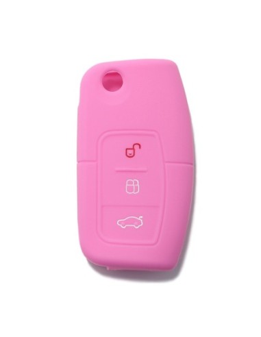 Guscio Silicone Cover Chiave per Telecomando Ford Portachiavi Rosa 3 Tasti Focus Mondeo Fusion Fiesta Ka Kuga S-Max C-Max Galaxy