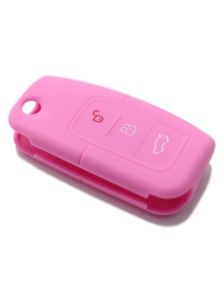 Guscio Silicone Cover Chiave per Telecomando Ford Portachiavi Rosa 3 Tasti Focus Mondeo Fusion Fiesta Ka Kuga S-Max C-Max Galaxy