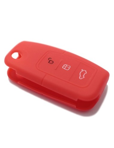 Guscio Silicone Cover Chiave per Telecomando Ford Portachiavi Rosso 3 Tasti Focus Mondeo Fusion Fiesta Ka Kuga S-Max C-Max Galaxy