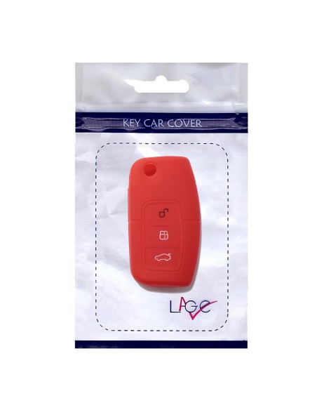 Guscio Silicone Cover Chiave per Telecomando Ford Portachiavi Rosso 3 Tasti Focus Mondeo Fusion Fiesta Ka Kuga S-Max C-Max Galaxy