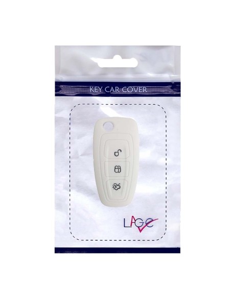 Guscio in Silicone Cover Chiave Telecomando Ford Fiesta Focus 2 Kuga Ka C-Max Mondeo Transit Tourneo Portachiave Bianco