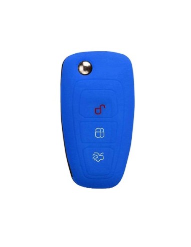 Guscio in Silicone Cover Chiave Telecomando Ford Fiesta Focus 2 Kuga Ka C-Max Mondeo Transit Tourneo Portachiave Blu