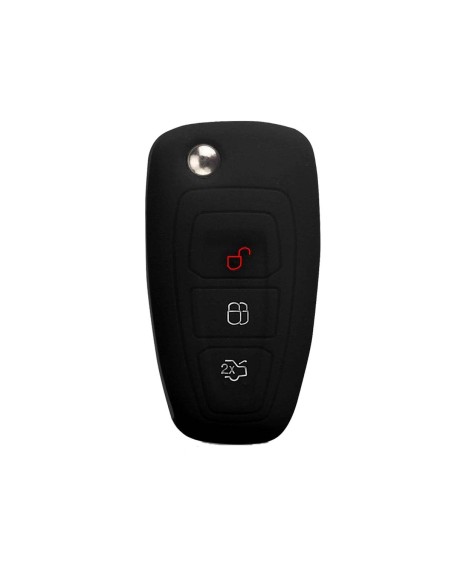 Guscio in Silicone Cover Chiave Telecomando Ford Fiesta Focus 2 Kuga Ka C-Max Mondeo Transit Tourneo Portachiave Nero