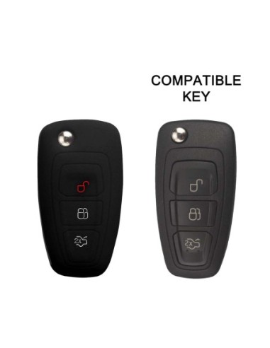 Guscio in Silicone Cover Chiave Telecomando Ford Fiesta Focus 2 Kuga Ka C-Max Mondeo Transit Tourneo Portachiave Nero