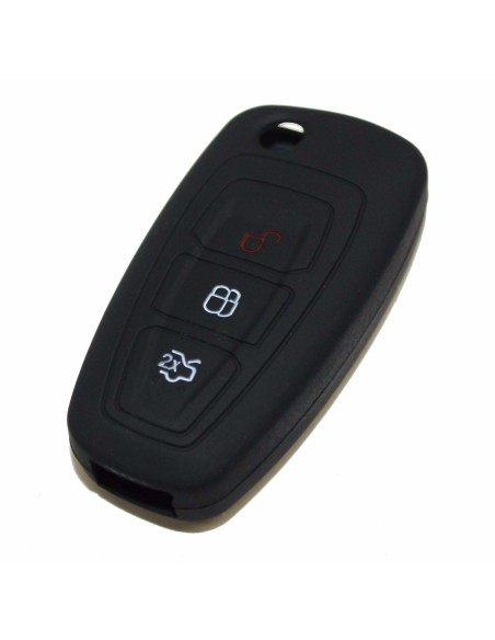 Guscio in Silicone Cover Chiave Telecomando Ford Fiesta Focus 2 Kuga Ka C-Max Mondeo Transit Tourneo Portachiave Nero
