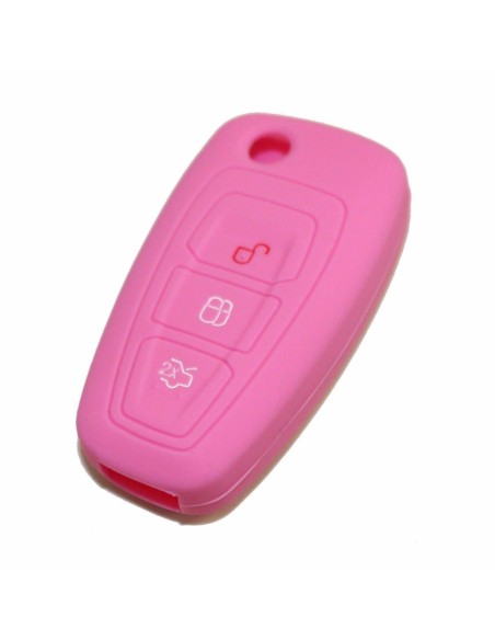Guscio in Silicone Cover Chiave Telecomando Ford Fiesta Focus 2 Kuga Ka C-Max Mondeo Transit Tourneo Portachiave Rosa