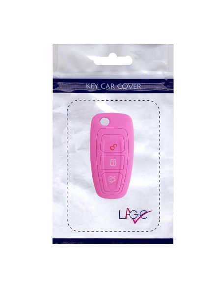 Guscio in Silicone Cover Chiave Telecomando Ford Fiesta Focus 2 Kuga Ka C-Max Mondeo Transit Tourneo Portachiave Rosa