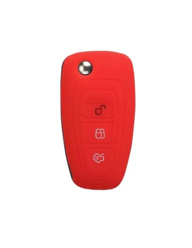 Guscio in Silicone Cover Chiave Telecomando Ford Fiesta Focus 2 Kuga Ka C-Max Mondeo Transit Tourneo Portachiave Rosso