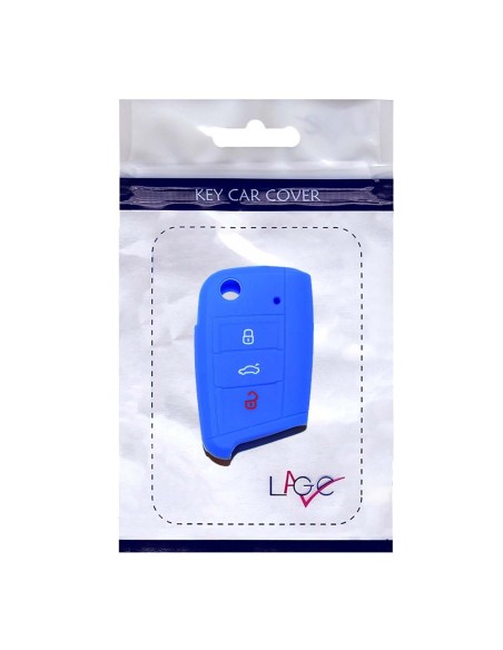 Guscio in Silicone Cover Chiave per Telecomando Volkswagen Golf (Serie 7) Seat Leon 7 Ibiza 7 Skoda Octavia A7 Portachiave Blu