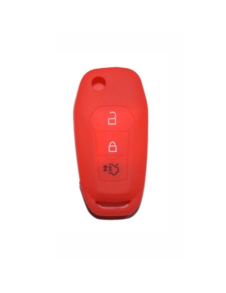 Guscio Silicone Cover Chiave a Scatto Telecomando Ford Portachiave Rosso Tasti 3 Fiesta Focus Galaxy Fusion Mondeo B-Max C-Max S-Max Kuga Ecosport