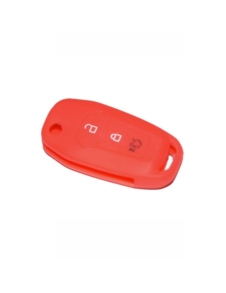 Guscio Silicone Cover Chiave a Scatto Telecomando Ford Portachiave Rosso Tasti 3 Fiesta Focus Galaxy Fusion Mondeo B-Max C-Max S-Max Kuga Ecosport