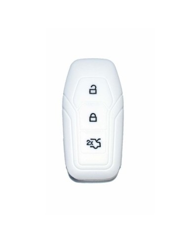 Guscio Silicone Cover Chiave Telecomando Ford Portachiave Bianco Tasti 3 Kuga Mondeo Focus Ka B-Max Edge Fiesta Galaxy Mustang S-Max