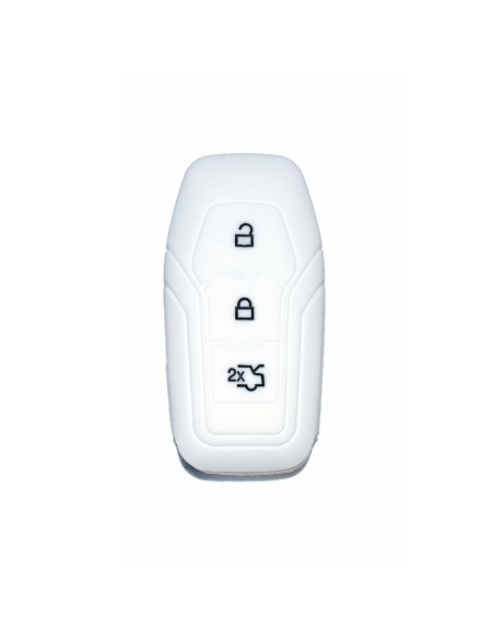Guscio Silicone Cover Chiave Telecomando Ford Portachiave Bianco Tasti 3 Kuga Mondeo Focus Ka B-Max Edge Fiesta Galaxy Mustang S-Max