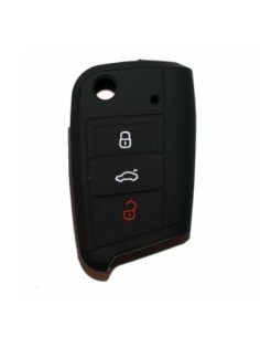 Guscio in Silicone Cover Chiave per Telecomando Volkswagen Golf (Serie 7) Seat Leon 7 Ibiza 7 Skoda Octavia A7 Portachiave Nero
