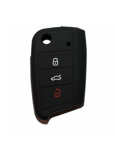 Guscio in Silicone Cover Chiave per Telecomando Volkswagen Golf (Serie 7) Seat Leon 7 Ibiza 7 Skoda Octavia A7 Portachiave Nero