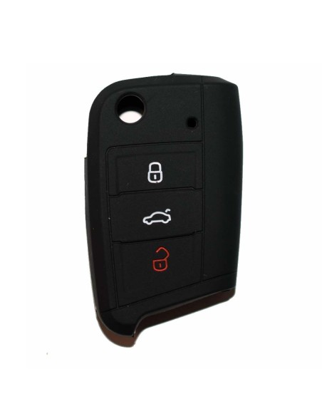 Guscio in Silicone Cover Chiave per Telecomando Volkswagen Golf (Serie 7) Seat Leon 7 Ibiza 7 Skoda Octavia A7 Portachiave Nero