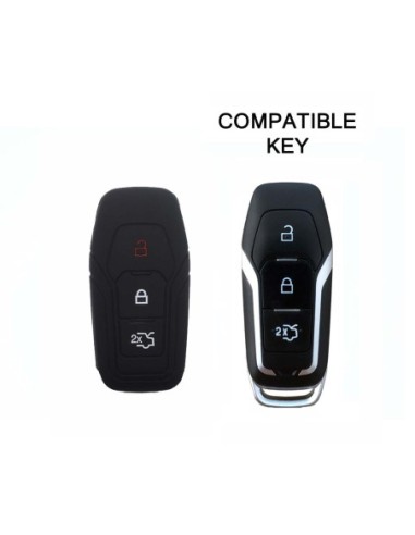 Guscio Silicone Cover Chiave Telecomando Ford Portachiave Nero Tasti 3 Kuga Mondeo Focus Ka B-Max Edge Fiesta Galaxy Mustang S-Max