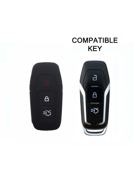 Guscio Silicone Cover Chiave Telecomando Ford Portachiave Nero Tasti 3 Kuga Mondeo Focus Ka B-Max Edge Fiesta Galaxy Mustang S-Max