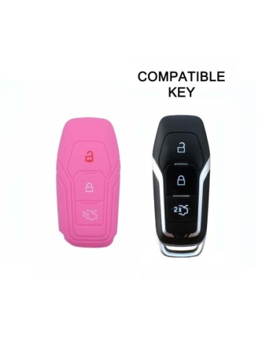 Guscio Silicone Cover Chiave Telecomando Ford Portachiave Rosa Tasti 3 Kuga Mondeo Focus Ka B-Max Edge Fiesta Galaxy Mustang S-Max