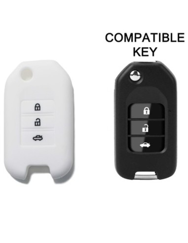 Guscio in Silicone Cover Chiave per Telecomando Honda 3 Tasti Bianco Civic City Jade Jazz Fit Accord Odyssey CR-V HR-V XR-V Spirior Elysion Vezel Crider
