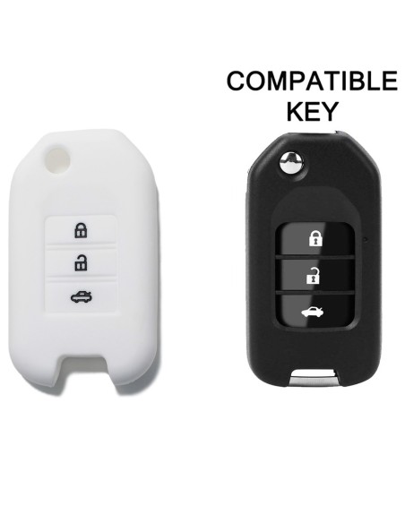 Guscio in Silicone Cover Chiave per Telecomando Honda 3 Tasti Bianco Civic City Jade Jazz Fit Accord Odyssey CR-V HR-V XR-V Spirior Elysion Vezel Crider