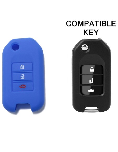 Guscio in Silicone Cover Chiave per Telecomando Honda 3 Tasti Blu Civic City Jade Jazz Fit Accord Odyssey CR-V HR-V XR-V Spirior Elysion Vezel Crider