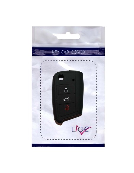 Guscio in Silicone Cover Chiave per Telecomando Volkswagen Golf (Serie 7) Seat Leon 7 Ibiza 7 Skoda Octavia A7 Portachiave Nero