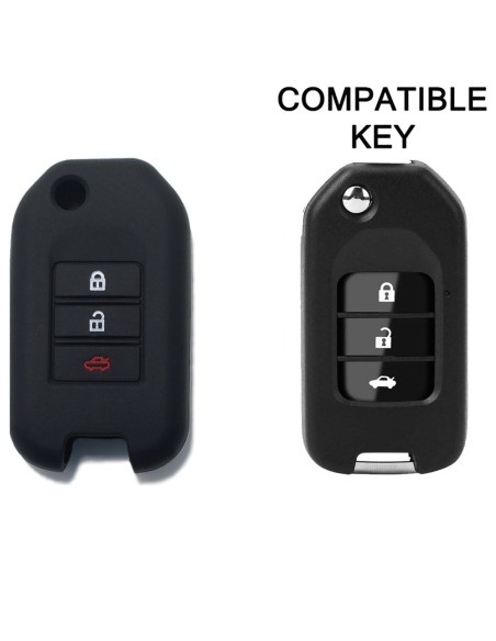 Guscio in Silicone Cover Chiave per Telecomando Honda 3 Tasti Nero Civic City Jade Jazz Fit Accord Odyssey CR-V HR-V XR-V Spirior Elysion Vezel Crider
