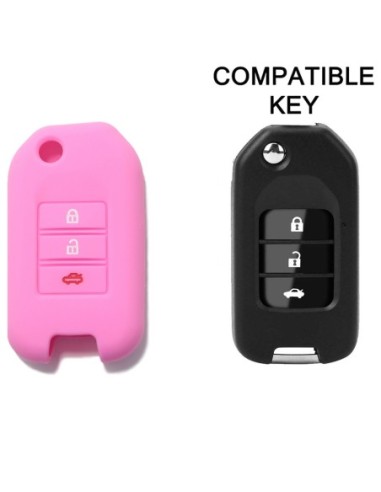 Guscio in Silicone Cover Chiave per Telecomando Honda 3 Tasti Rosa Civic City Jade Jazz Fit Accord Odyssey CR-V HR-V XR-V Spirior Elysion Vezel Crider