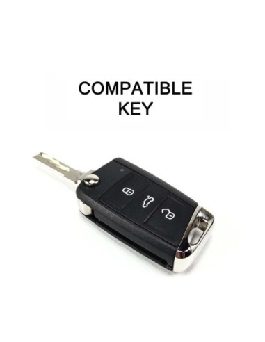 Guscio in Silicone Cover Chiave per Telecomando Volkswagen Golf (Serie 7) Seat Leon 7 Ibiza 7 Skoda Octavia A7 Portachiave Nero