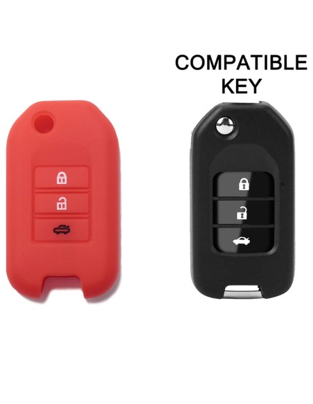 Guscio in Silicone Cover Chiave per Telecomando Honda 3 Tasti Rosso Civic City Jade Jazz Fit Accord Odyssey CR-V HR-V XR-V Spirior Elysion Vezel Crider
