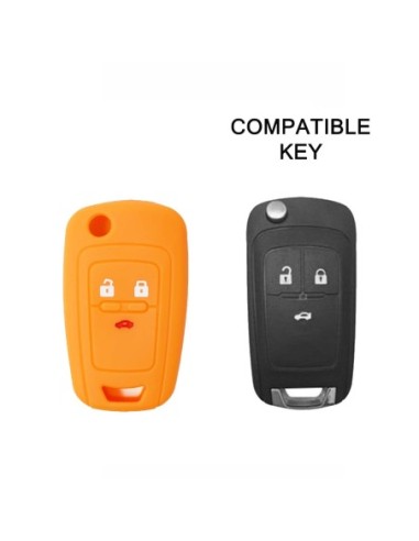 Guscio in Silicone Cover Chiave per Telecomando Chevrolet Mattiz Cruze Avero Spark Captiva Portachiave Arancione
