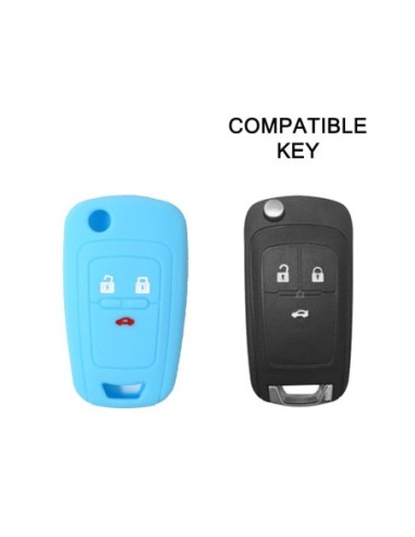 Guscio in Silicone Cover Chiave per Telecomando Chevrolet Matiz Cruze Avero Spark Captiva Portachiave Azzurro