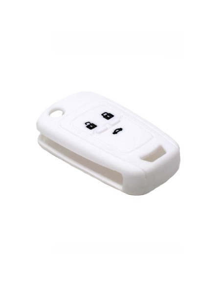 Guscio in Silicone Cover Chiave per Telecomando Chevrolet Matiz Cruze Avero Spark Captiva Portachiave Bianco